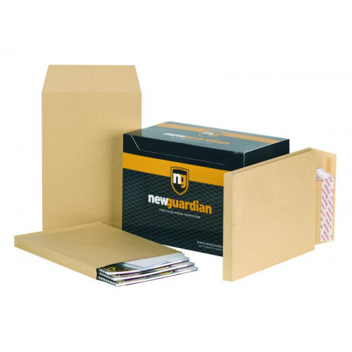 New Guardian Pocket Gusset Envelope C4 Peel and Seal Plain Power-Tac 25mm Gusset 130gsm Manilla (Pack 100) - E27266