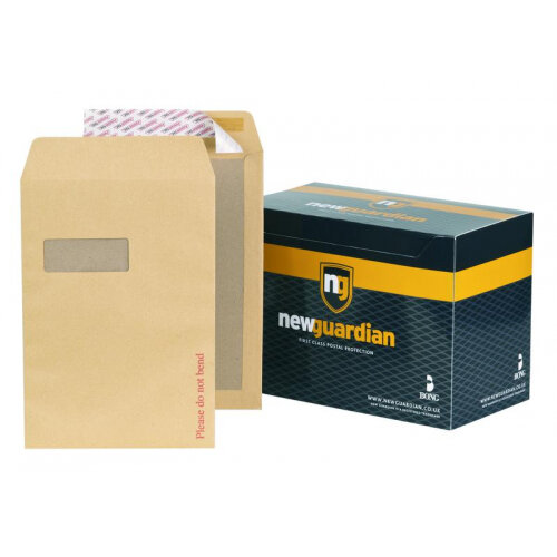 New Guardian Board Backed Envelope C4 Peel and Seal Window Power-Tac 130gsm Manilla (Pack 125) - B26526