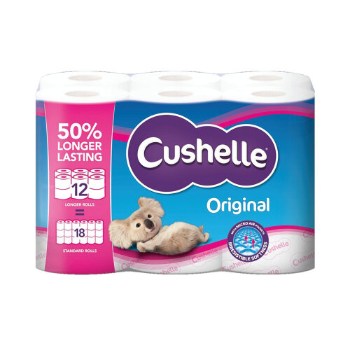 Cushelle Pack of 12 Original 2Ply Toilet Rolls Longer Rolls