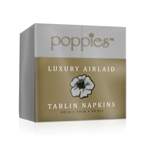Poppies Tablin Napkins 8 Fold 40cm Grey (Pack of 500) 4048GR