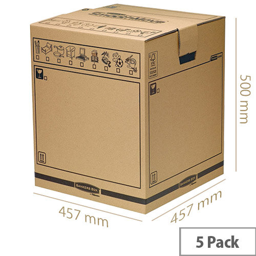 Bankers Box Brown Manual Removal Box Tea Chest WxDxH 457x457x500mm (Pack of 5) Ref 6205801