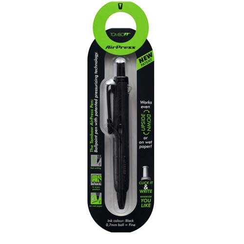 Tombow AirPress Retractable Ballpoint Pen 0.7mm Tip Black Barrel Black Ink