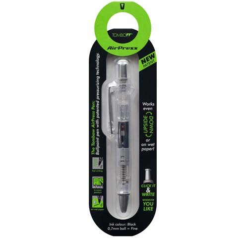 Tombow AirPress Retractable Ballpoint Pen 0.7mm Tip Transparent Barrel Black Ink