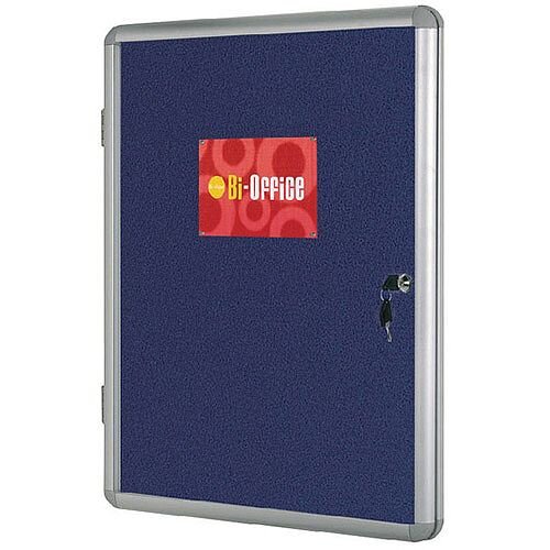 Bi-Office Lockable Internal Display Case 900x600mm Blue Felt Aluminium Frame VT630107150