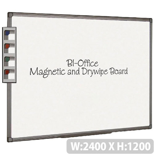 Bi-Office Magnetic Dry Erase Board 2400x1200mm Aluminium Finish Frame White Bi-Office Magnetic Dry Erase Board 2400x1200mm Aluminium Finish Frame White