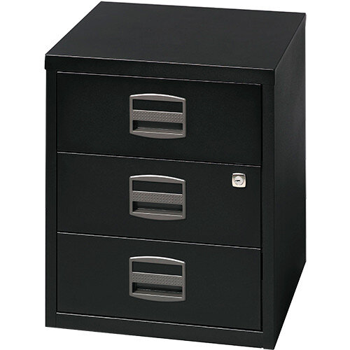 A4 Mobile Home Filer With 3 Shallow Stationery Drawers Black Bisley PFA