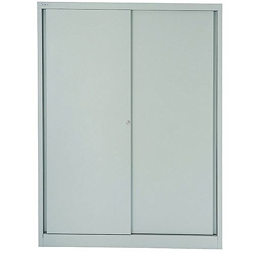 Bisley Sliding Door Cupboard 4 Dual Purpose Shelves Grey - W1200 x H1980 x D430mm, 5-Year Warranty, Durable, Two Security Keys, Lateral File Storage &330mm Hanging Centres (BY36056) Bisley Sliding Door Cupboard 4 Dual Purpose Shelves Grey - W1200 x H1980 x D430mm, 5-Year Warranty, Durable, Two Security Keys, Lateral File Storage &330mm Hanging Centres (BY36056)