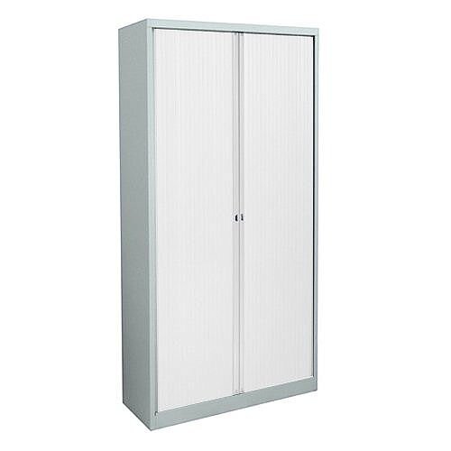 Bisley Eurotambour Cupboard ET412/19/4S W1200xH1980xD430mm with 4 shelves White Carcass &White Shutters Bisley Eurotambour Cupboard ET412/19/4S W1200xH1980xD430mm with 4 shelves White Carcass &White Shutters