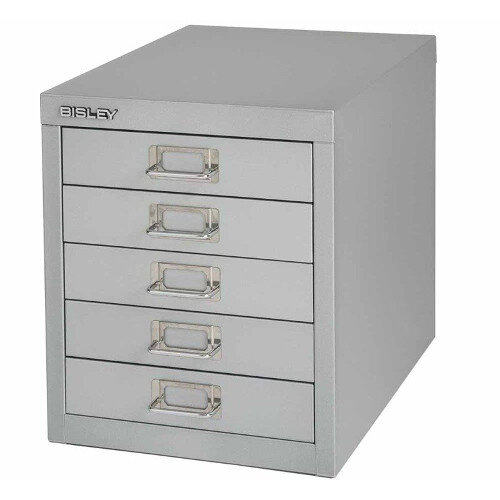 Bisley Multi-Drawer Cabinet 12 inches 5 Drawer Non-Locking Goose Grey 12/5