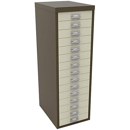 Bisley Multi-Drawer Cabinet 39 inches 15 Drawer Non-Locking Coffee/Cream 39/15 Bisley Multi-Drawer Cabinet 39 inches 15 Drawer Non-Locking Coffee/Cream 39/15