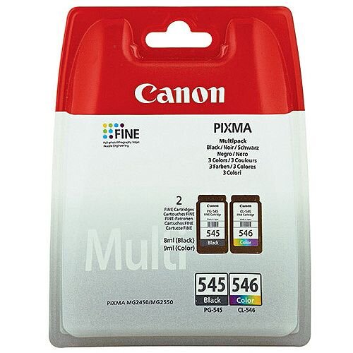 Canon PG-545/CL-546 Black/Colour Inkjet Cartridges Twin Pack 8287B005 Canon PG-545/CL-546 Black/Colour Inkjet Cartridges Twin Pack 8287B005