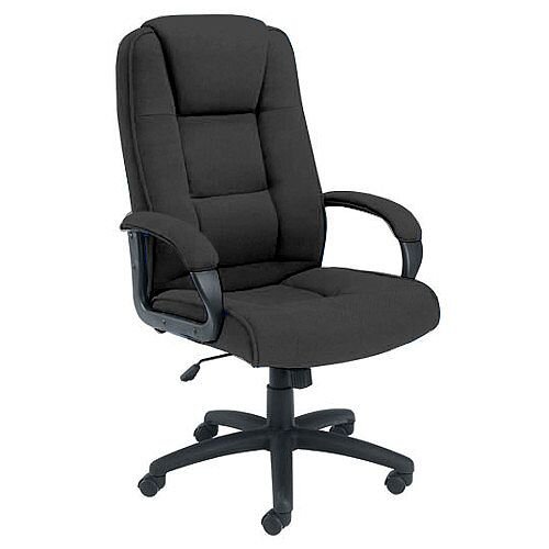 Keno High Back Fabric Upholstered Executive Office Armchair With Padded Armrests Charcoal