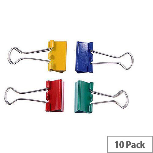 Clipper Foldback Clip 19mm Assorted Pack of 10 22491