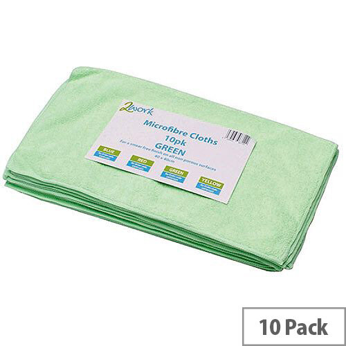 2Work Green 400 x 400mm Microfibre Cleanig Cloths (10 Pack) 101161GN 2Work Green 400 x 400mm Microfibre Cleanig Cloths (10 Pack) 101161GN