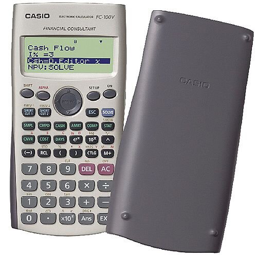 Casio Financial Calculator FC-100V-UM - 4 Line, 12 Digit Display - Battery Powered - Silver