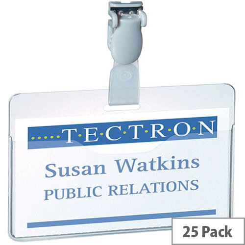 Durable Visitor Name Badge 60x90mm Clear Pack of 25 8147/19