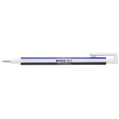 Tombow MONO Zero Refillable Eraser Pen Round Tip White with White/Blue/Black Barrel