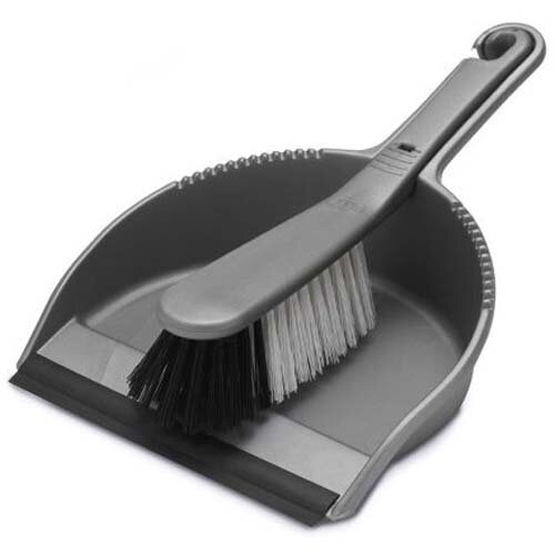 Addis Stiff Dustpan and Brush Set Metallic Silver