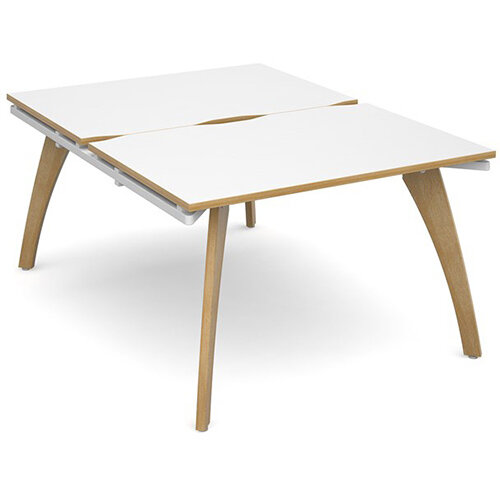 Fuze 2 Person Back to Back Bench Office Desk White with Oak Edge W1200 x D 2x800mm Fuze 2 Person Back to Back Bench Office Desk White with Oak Edge W1200 x D 2x800mm