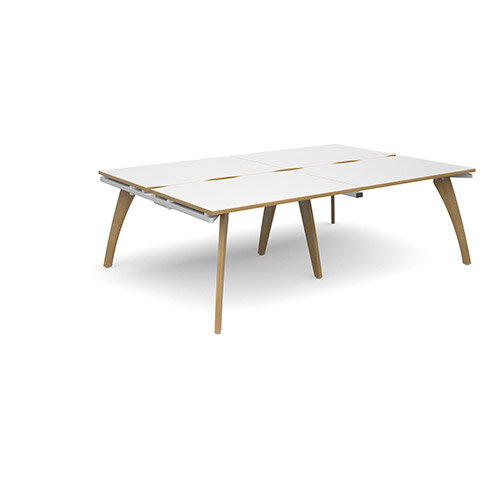 Fuze 4 Person Back to Back Bench Office Desk White with Oak Edge W2400x D 2x800mm Fuze 4 Person Back to Back Bench Office Desk White with Oak Edge W2400x D 2x800mm