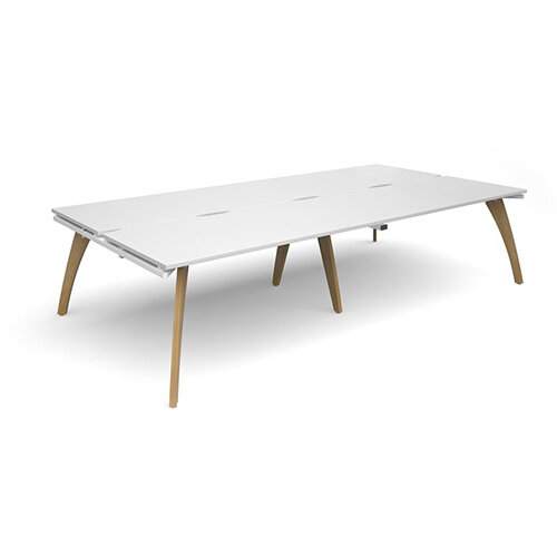 Fuze 4 Person Back to Back Bench Office Desk White W3200x D 2x800mm Fuze 4 Person Back to Back Bench Office Desk White W3200x D 2x800mm