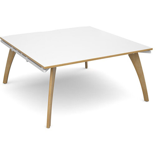 Fuze Square Boardroom Table White with Oak Edge W1600mmxD1600mm