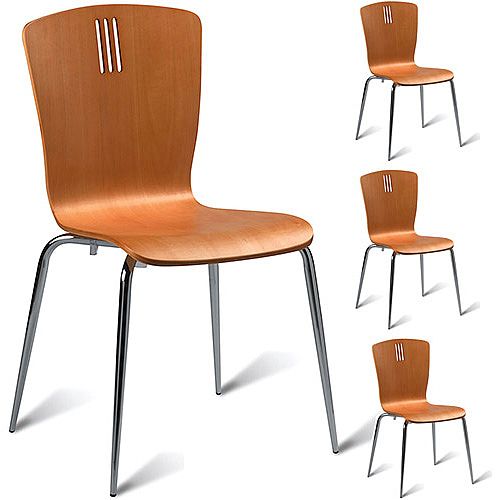 Pelon Maple Side Café Chair in Naturally Polished Maple Veneer Pack of 4 Pelon Maple Side Café Chair in Naturally Polished Maple Veneer Pack of 4