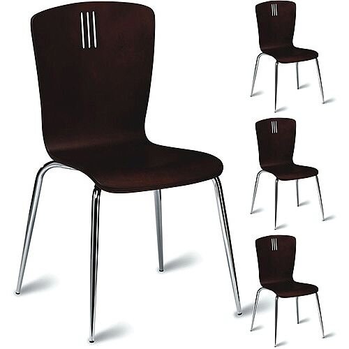 Pelon Wenge Side Café Chair Veneer Polished Wenge Pack of 4 Pelon Wenge Side Café Chair Veneer Polished Wenge Pack of 4