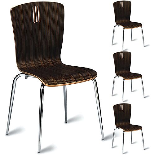 Pelon Zebrano Veneer Polished Wenge Café Side Chair Pack of 4 Pelon Zebrano Veneer Polished Wenge Café Side Chair Pack of 4