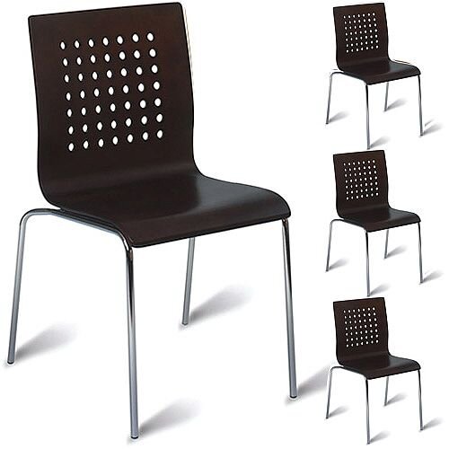 Treviso Polished Wenge Maple Veneer Side Café Chair Pack of 4 Treviso Polished Wenge Maple Veneer Side Café Chair Pack of 4