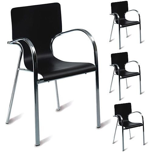 Venezia Wenge Café Chair With Chrome Arms and Frame - Maple Veneer Polished Wenge Pack of 4 Venezia Wenge Café Chair With Chrome Arms and Frame - Maple Veneer Polished Wenge Pack of 4