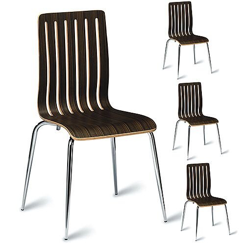 Lucca Zebrano Veneer Polished Wenge Café Side Chair Pack of 4 Lucca Zebrano Veneer Polished Wenge Café Side Chair Pack of 4