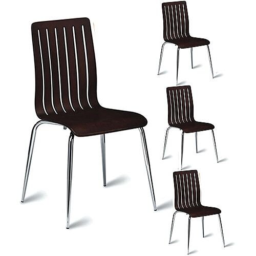 Lucca Wenge Café Side Chair - Maple Veneer Polished Wenge Pack of 4 Lucca Wenge Café Side Chair - Maple Veneer Polished Wenge Pack of 4
