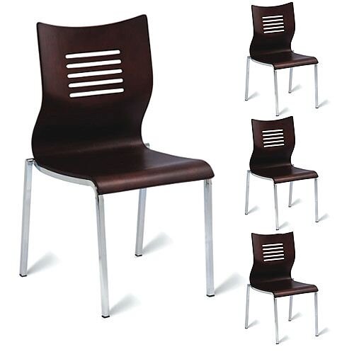 Lusia Side Café Chair in Wenge Veneer Polished Pack of 4