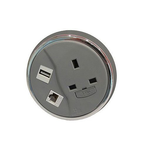CMD Desk Grey Desktop Porthole 1 x Power 1 x Data 1 x USB GDP-1P1D1U CMD Desk Grey Desktop Porthole 1 x Power 1 x Data 1 x USB GDP-1P1D1U