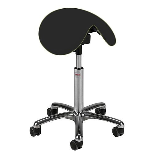 Dalton Easymek Seat Saddle Stool With Black Leather Look Seat Upholstery H570 - 760mm Dalton Easymek Seat Saddle Stool With Black Leather Look Seat Upholstery H570 - 760mm