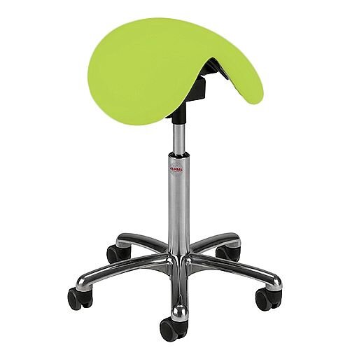 Pinto Easymek Seat Saddle Stool With Green Leather Look Seat Upholstery H570 - 760mm