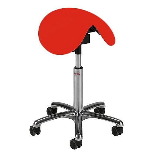 Pinto Easymek Seat Saddle Stool With Red Leather Look Seat Upholstery H570 - 760mm Pinto Easymek Seat Saddle Stool With Red Leather Look Seat Upholstery H570 - 760mm