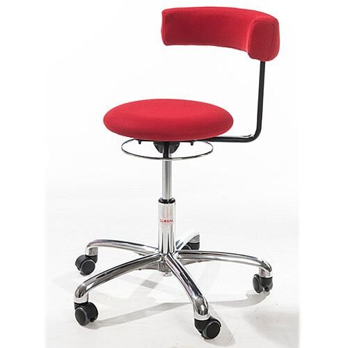 Saturn Ergonomic Stool With 360° Swivel Back-Arm Rest Red H490 - 680mm