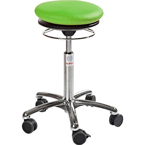 Pilates Air-Seat Ergonomic Stool With Green Leather Look Seat Upholstery H450 - 640mm