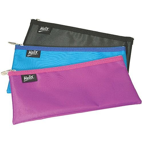 Helix Nylon Pencil Case 200x100mm Assorted Pack of 12 Q65040 Helix Nylon Pencil Case 200x100mm Assorted Pack of 12 Q65040