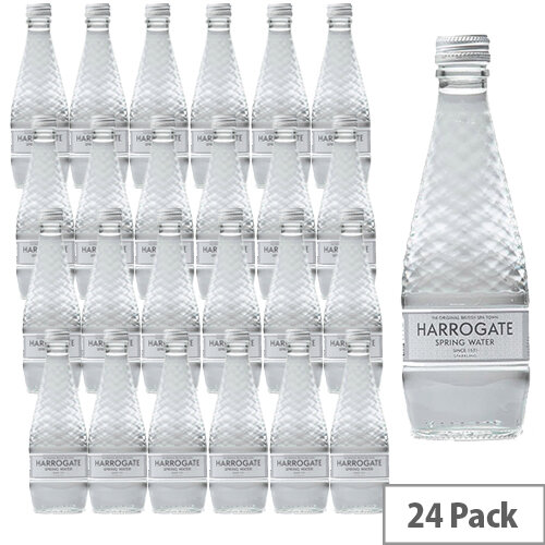 Harrogate Spring Glass Bottled Water Sparkling 330ml Pack of 24 Harrogate Spring Glass Bottled Water Sparkling 330ml Pack of 24