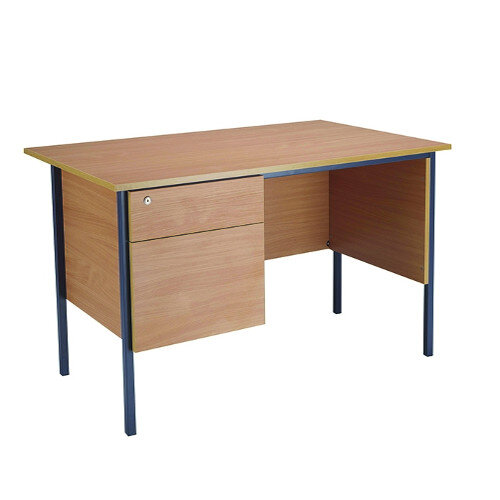 Jemini Intro W1200mm 4 Leg Office Desk With 2 Drawer Fixed Pedestal Bavarian Beech KF838371