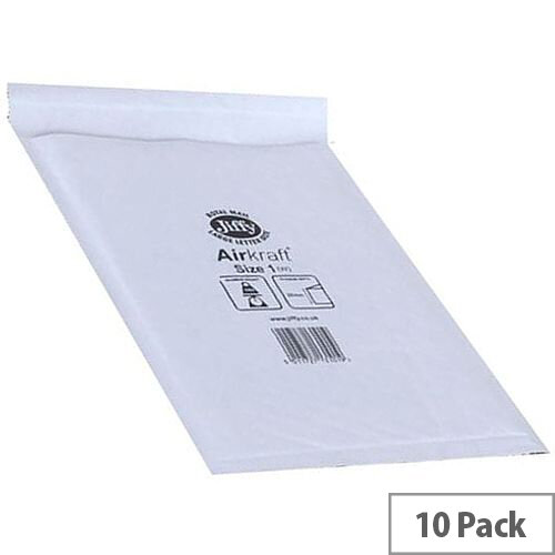 Jiffy Airkraft Size 3 Bubble Lined Mailer Bags White 205x320mm Pack of 10