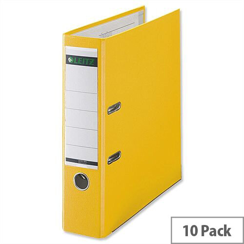Leitz 180 Polypropylene A4 80mm Yellow Lever Arch File Pack of 10 Leitz 180 Polypropylene A4 80mm Yellow Lever Arch File Pack of 10