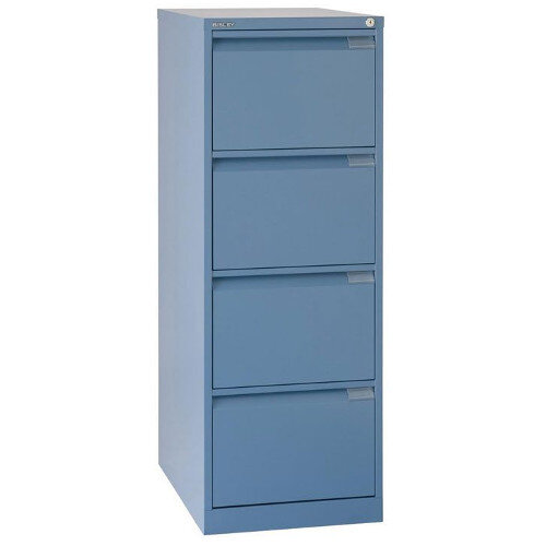 4 Drawer Steel Filing Cabinet Flush Front Blue Bisley BS4E