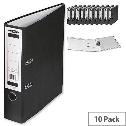 Concord Classic Lever Arch File Printed Lining Capacity 70mm Foolscap Black Pack of 10 Concord Classic Lever Arch File Printed Lining Capacity 70mm Foolscap Black Pack of 10
