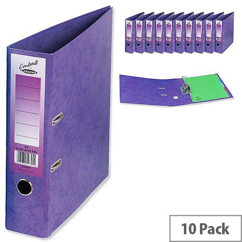 Concord Contrast Lever Arch File Laminated Capacity 65mm A4 Purple Pack of 10 Concord Contrast Lever Arch File Laminated Capacity 65mm A4 Purple Pack of 10