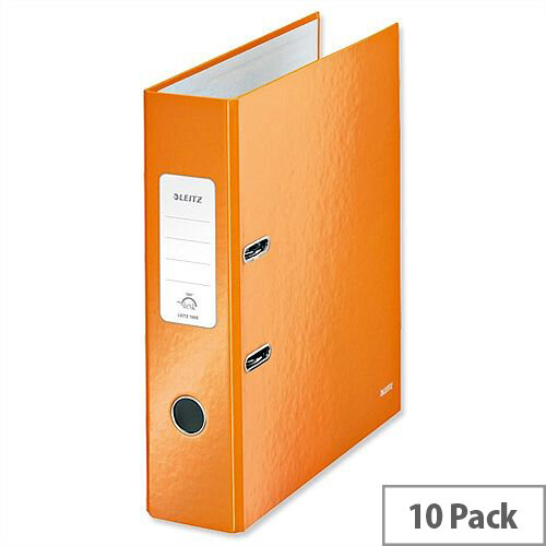 Leitz 180 Wow 80mm Metallic Orange A4 Lever Arch File Pack of 10