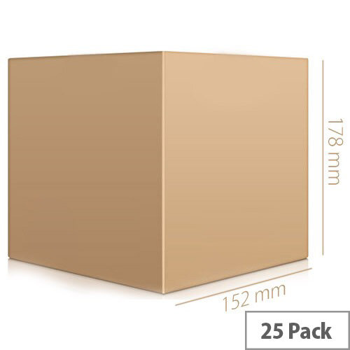 Single Wall 152x152x178mm Brown Corrugated Packing Cardboard Boxes (25 Pack) Ref SC-02